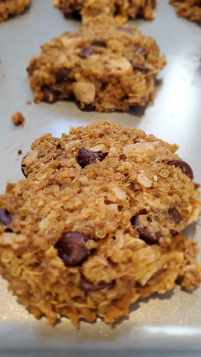 quinoa banana gluten reduced chocolate chip cookie